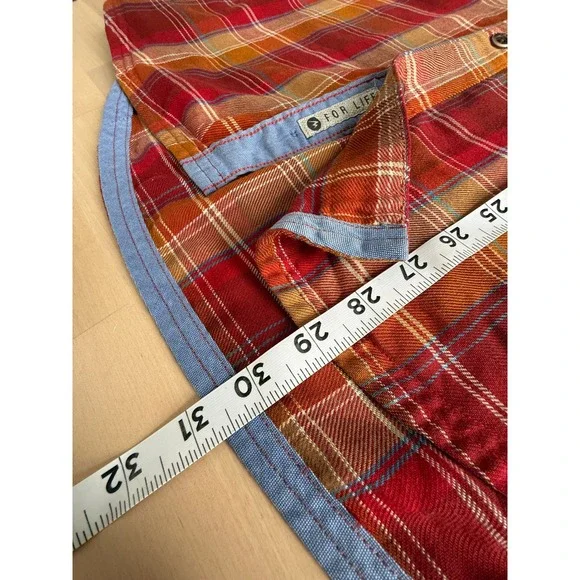 Marmot Mens Plaid Long Sleeve Button Up Shirt Red Orange Blue Size M/M - Picture 9 of 10